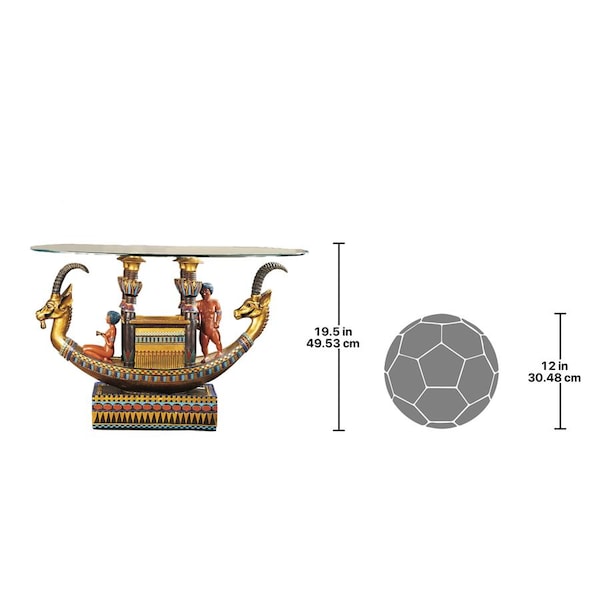 Design Toscano Egyptian Barge to the Beyond Glass-Topped Sculptural Table - CL2850