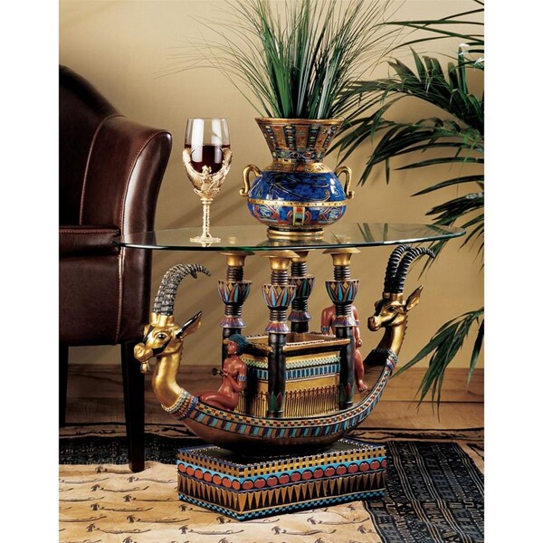 Design Toscano Egyptian Barge to the Beyond Glass-Topped Sculptural Table - CL2850