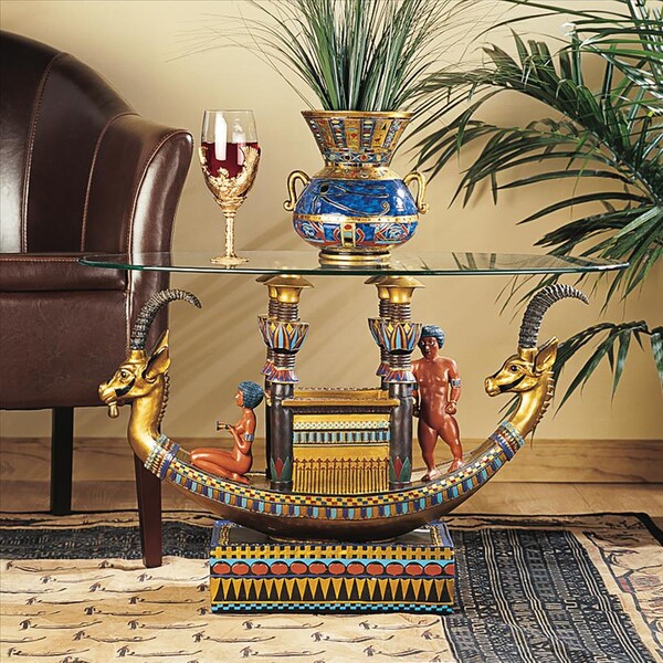 Design Toscano Egyptian Barge to the Beyond Glass-Topped Sculptural Table - CL2850