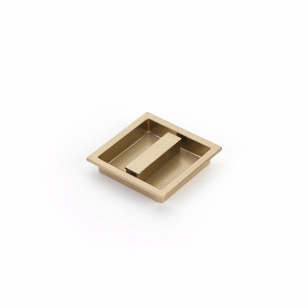 Schaub 3-7/8in x 3-7/8in Modo Centered Recessed Pull Signature Satin Brass Finish - 1207-SSB