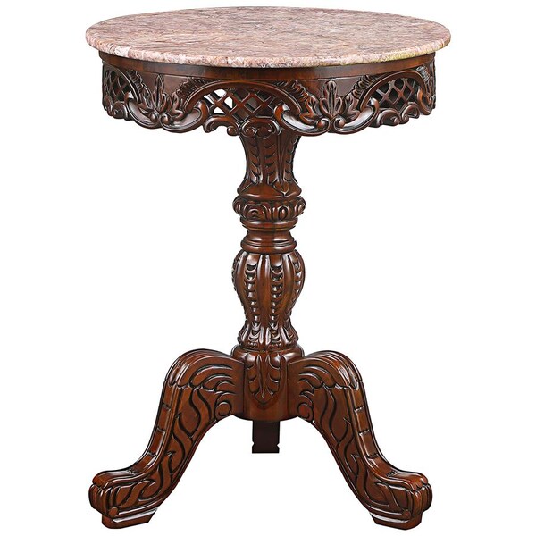 Design Toscano Chantret Marble-Topped Hardwood Pedestal Table - DY120703