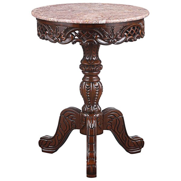 Design Toscano Chantret Marble-Topped Hardwood Pedestal Table - DY120703