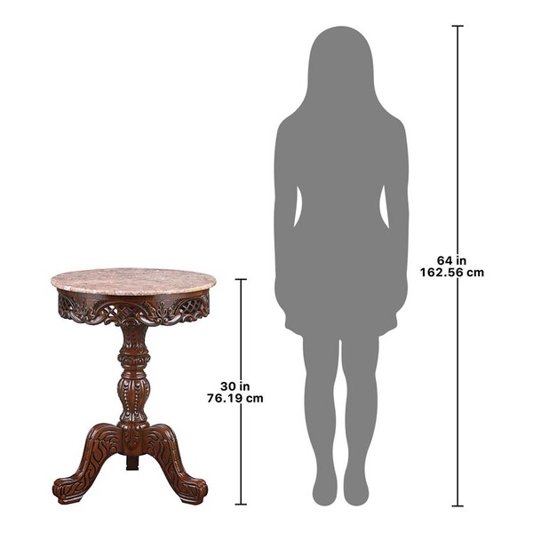 Design Toscano Chantret Marble-Topped Hardwood Pedestal Table - DY120703