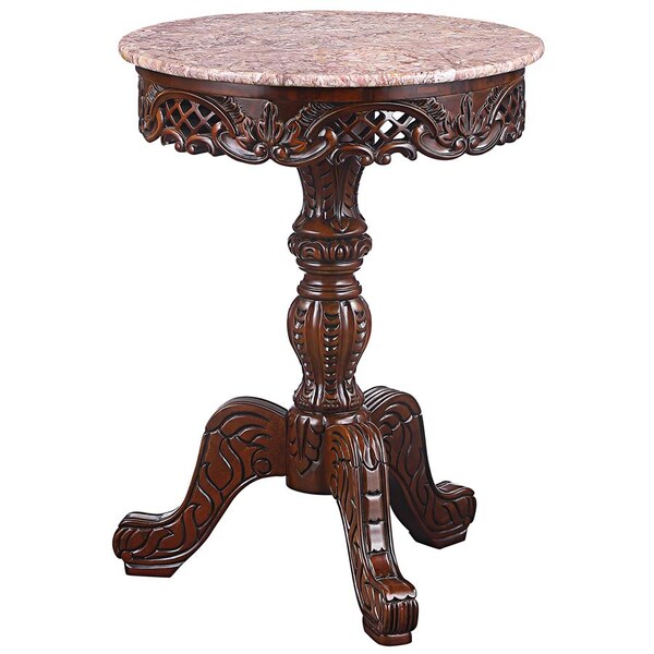 Design Toscano Chantret Marble-Topped Hardwood Pedestal Table - DY120703