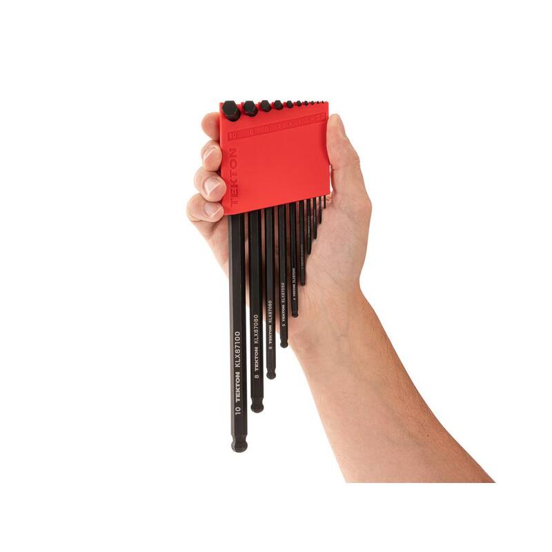 TEKTON Short Arm Ball End Hex L- Key Set with Holder, 10-Piece (1.3 mm to 10 mm) - KLX91212