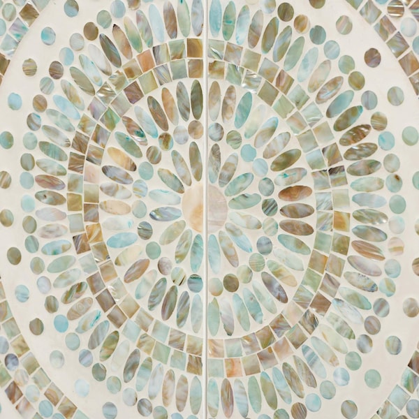 Baxton Studio Quintus Modern Bohemian Multicolor Mother of Pearl and Gold Metal Storage Cabinet - 240-13473-ZORO