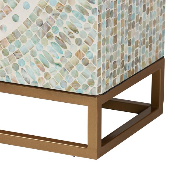 Baxton Studio Quintus Modern Bohemian Multicolor Mother of Pearl and Gold Metal Storage Cabinet - 240-13473-ZORO