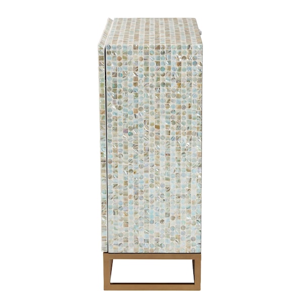 Baxton Studio Quintus Modern Bohemian Multicolor Mother of Pearl and Gold Metal Storage Cabinet - 240-13473-ZORO