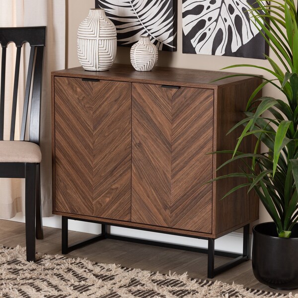 Baxton Studio Sadia Modern Walnut Brown Finished Wood Storage Cabinet - 226-12917-ZORO
