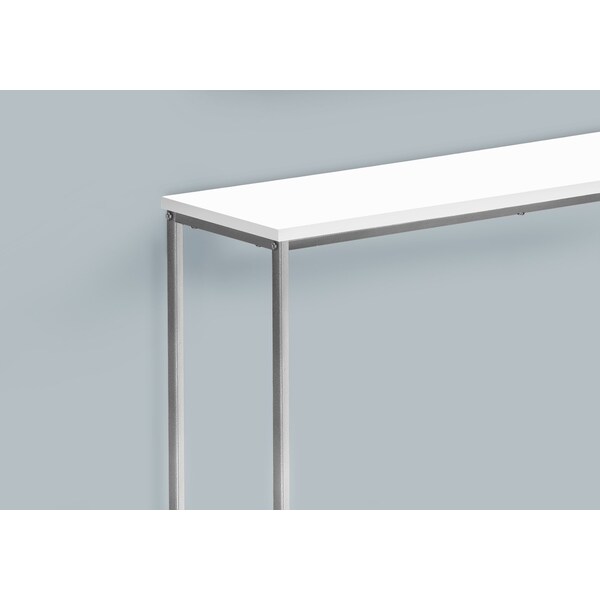 Monarch Specialties Accent Table, Console, Entryway, Narrow, Sofa, Living Room, Bedroom, White Laminate, Grey Metal - I 2256
