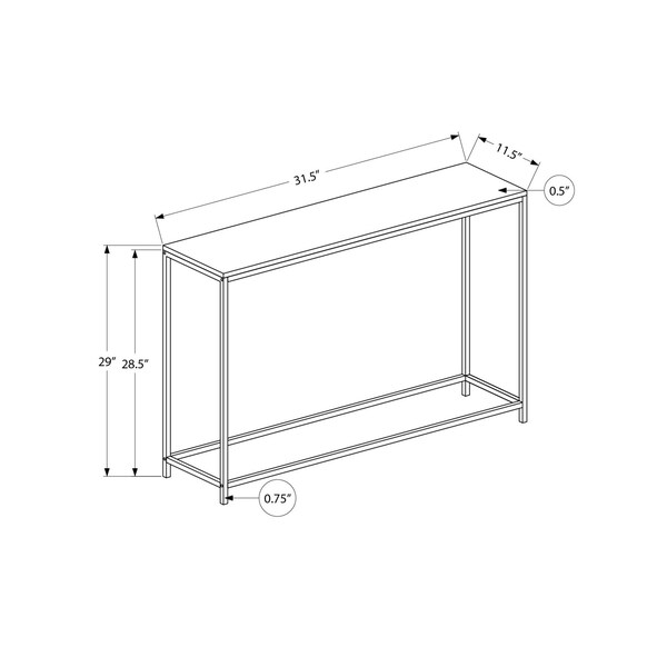 Monarch Specialties Accent Table, Console, Entryway, Narrow, Sofa, Living Room, Bedroom, White Laminate, Grey Metal - I 2256