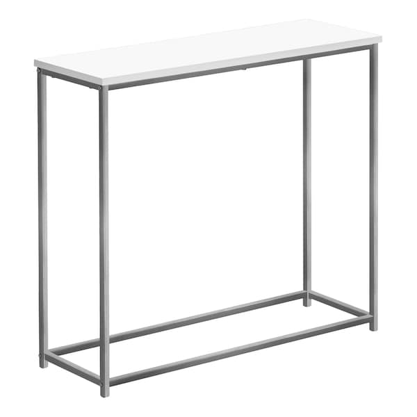 Monarch Specialties Accent Table, Console, Entryway, Narrow, Sofa, Living Room, Bedroom, White Laminate, Grey Metal - I 2256