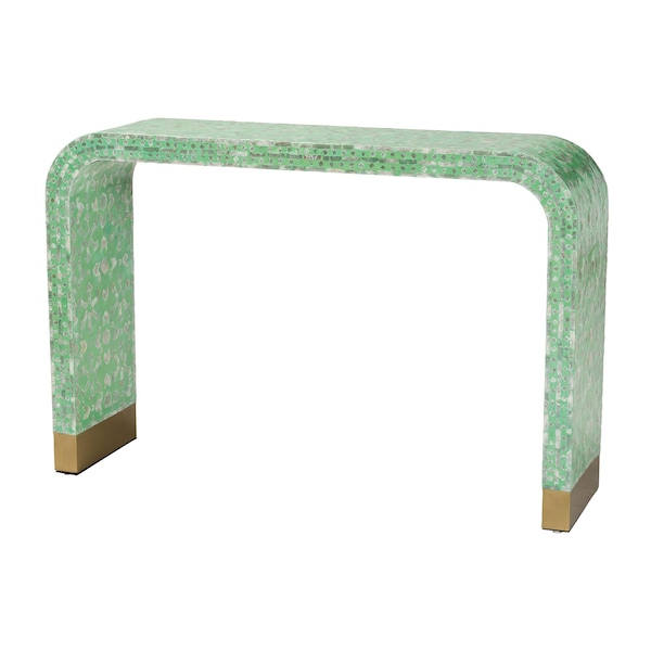 Baxton Studio Didrika Modern Bohemian Seafoam Green Mother of Pearl Console Table - 240-13468-ZORO