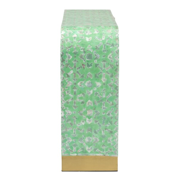 Baxton Studio Didrika Modern Bohemian Seafoam Green Mother of Pearl Console Table - 240-13468-ZORO