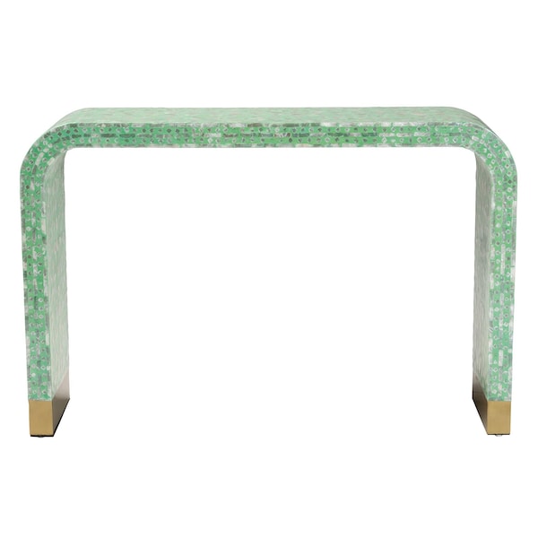 Baxton Studio Didrika Modern Bohemian Seafoam Green Mother of Pearl Console Table - 240-13468-ZORO