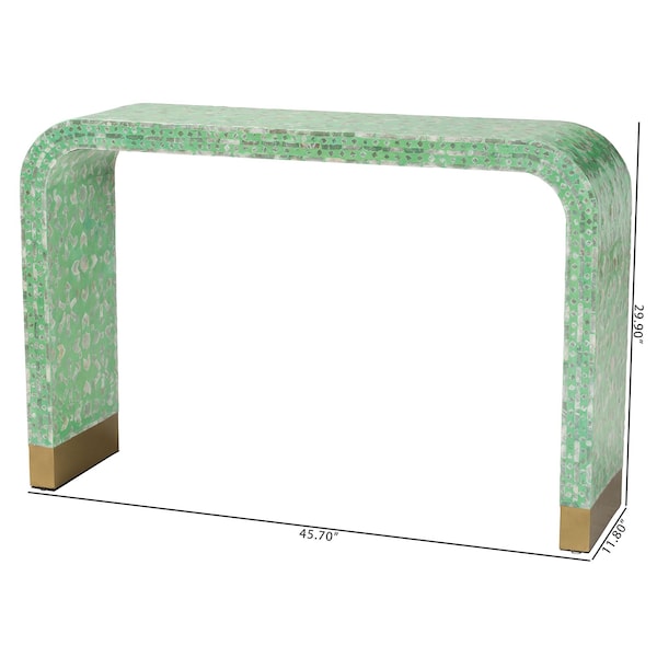 Baxton Studio Didrika Modern Bohemian Seafoam Green Mother of Pearl Console Table - 240-13468-ZORO