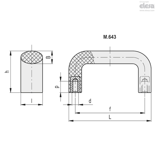 Elesa Bridge handles, M.643/140-120 B-5/16-18 - M.643 (INCH SIZES)