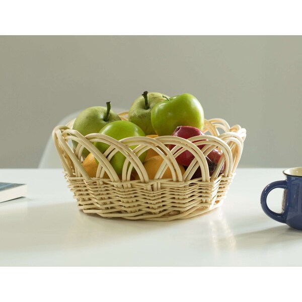 Vintiquewise 11.25- Inch Decorative Round Fruit Bowl Bread Basket Serving Tray, Small - QI003819.S