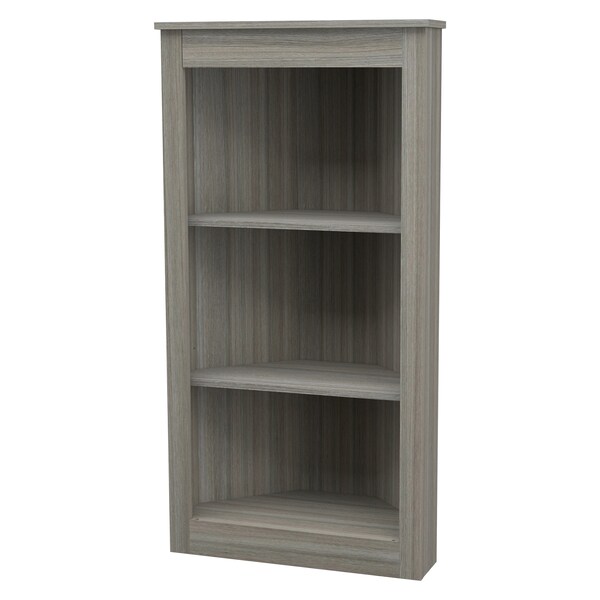 Inval Corner Bookshelf Wall Unit 47.24 in. H 3-shelf in Smoke Oak - BE-12704