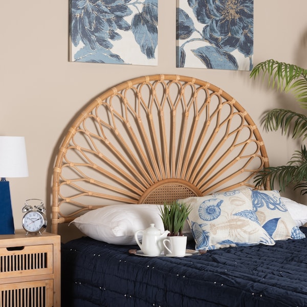 Baxton Studio Perenna Modern Bohemian Natural Rattan King Size Standalone Headboard - 217-12724-ZORO
