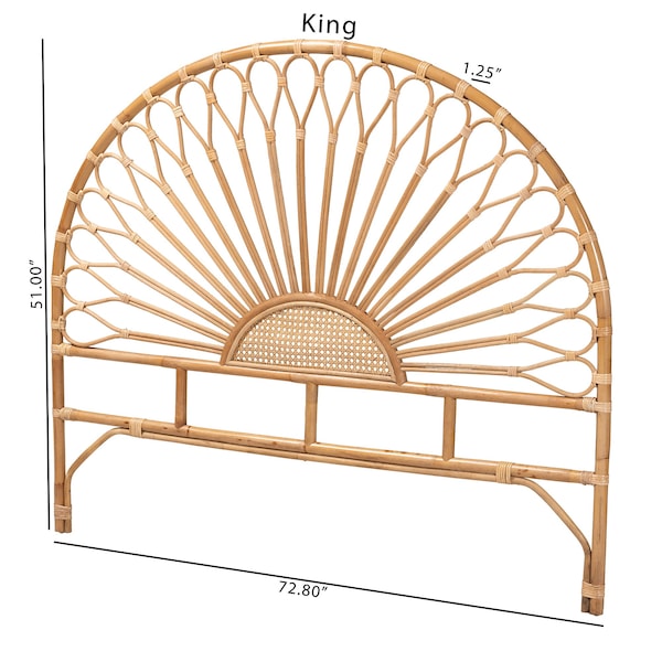Baxton Studio Perenna Modern Bohemian Natural Rattan King Size Standalone Headboard - 217-12724-ZORO