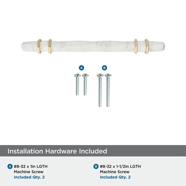 Amerock Carrione 5-1/16 inch 128mm Center-to-Center Marble White/Champagne Bronze Cabinet Pull - BP36649MWCZ