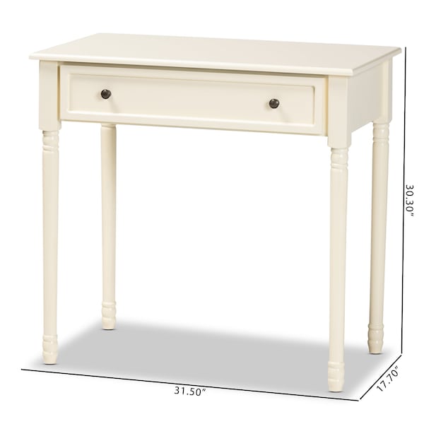 Baxton Studio Mahler Traditional White Finished Wood 1-Drawer Console Table - 199-12258-ZORO