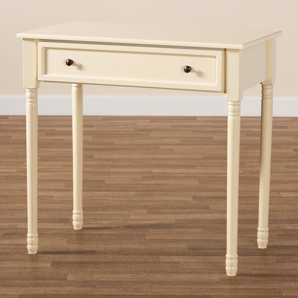 Baxton Studio Mahler Traditional White Finished Wood 1-Drawer Console Table - 199-12258-ZORO