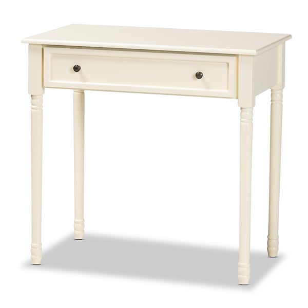 Baxton Studio Mahler Traditional White Finished Wood 1-Drawer Console Table - 199-12258-ZORO