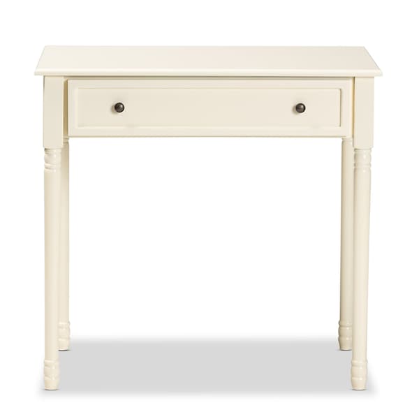 Baxton Studio Mahler Traditional White Finished Wood 1-Drawer Console Table - 199-12258-ZORO