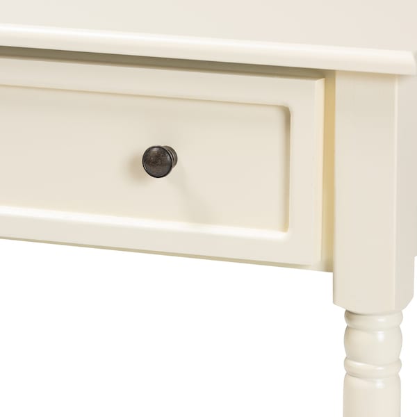 Baxton Studio Mahler Traditional White Finished Wood 1-Drawer Console Table - 199-12258-ZORO