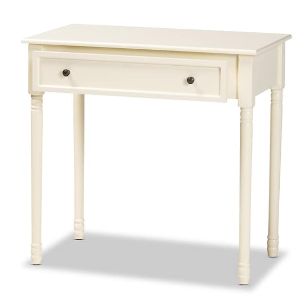 Baxton Studio Mahler Traditional White Finished Wood 1-Drawer Console Table - 199-12258-ZORO