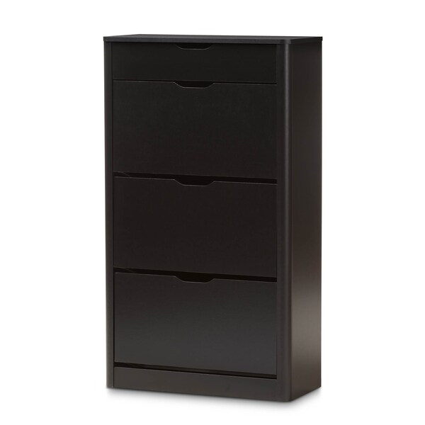 Baxton Studio Cayla Modern Black Wood Shoe Cabinet - 138-7712
