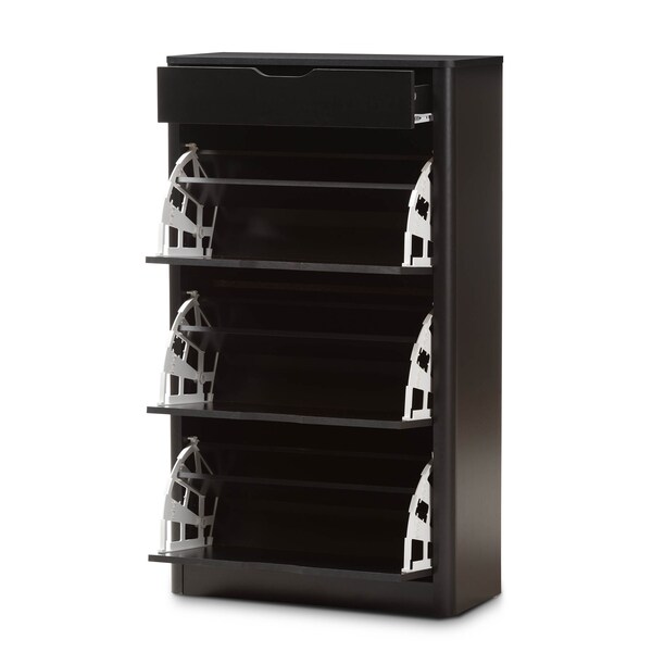 Baxton Studio Cayla Modern Black Wood Shoe Cabinet - 138-7712