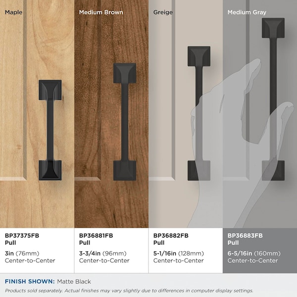 Amerock Exceed 6-5/16 in 160 mm Center-to-Center Matte Black Cabinet Pull - BP36883FB