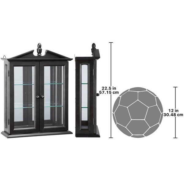 Design Toscano Amesbury Manor Hardwood Wall Curio Cabinet: Ebony Black Finish - BN17222