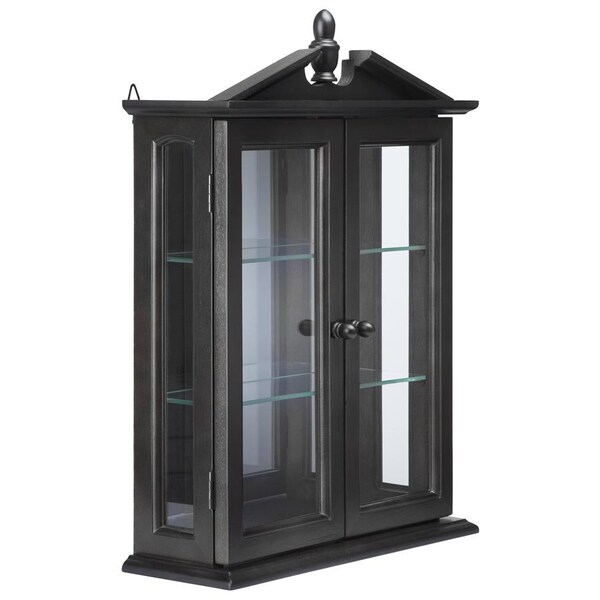 Design Toscano Amesbury Manor Hardwood Wall Curio Cabinet: Ebony Black Finish - BN17222