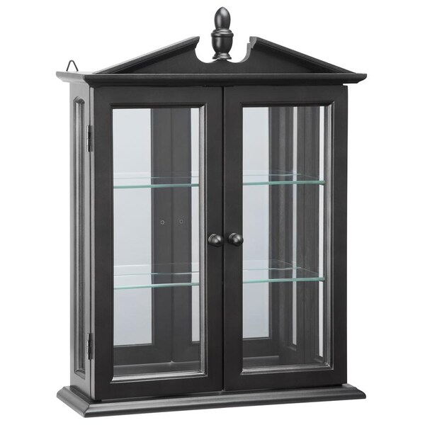 Design Toscano Amesbury Manor Hardwood Wall Curio Cabinet: Ebony Black Finish - BN17222