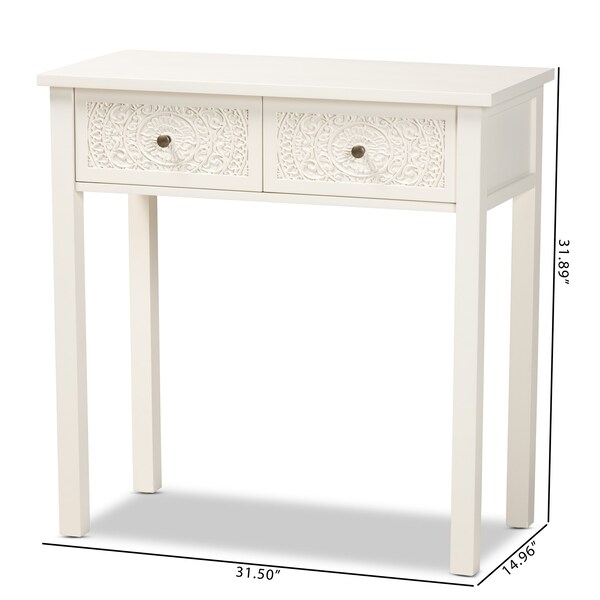 Baxton Studio Lambert Traditional White Finished Wood 2-Drawer Console Table - 194-11931-ZORO