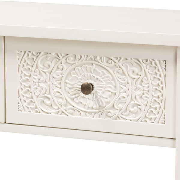 Baxton Studio Lambert Traditional White Finished Wood 2-Drawer Console Table - 194-11931-ZORO