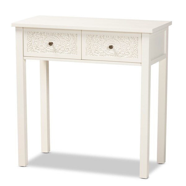 Baxton Studio Lambert Traditional White Finished Wood 2-Drawer Console Table - 194-11931-ZORO