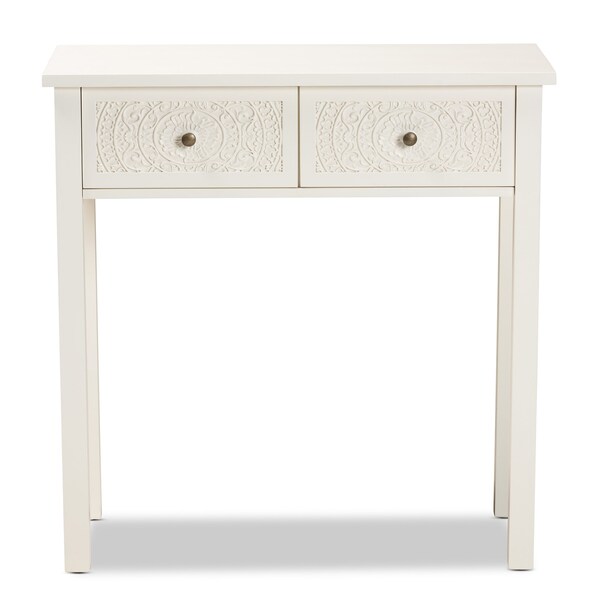 Baxton Studio Lambert Traditional White Finished Wood 2-Drawer Console Table - 194-11931-ZORO