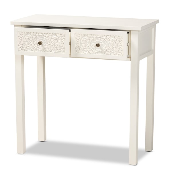 Baxton Studio Lambert Traditional White Finished Wood 2-Drawer Console Table - 194-11931-ZORO