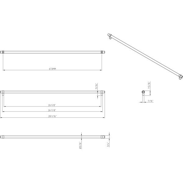 Jeffrey Alexander 673 mm Center-to-Center Satin Nickel Key Grande Cabinet Bar Pull - 5673SN