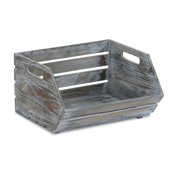 Palacedesigns 7 x 13 x 11.5 in. Distressed Gray Wooden Storage Box - PA3091493