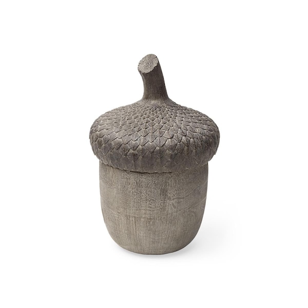 Palacedesigns 9 x 6 x 6 in. Brown Resin Acorn Shaped Decorative Box - PA3094941
