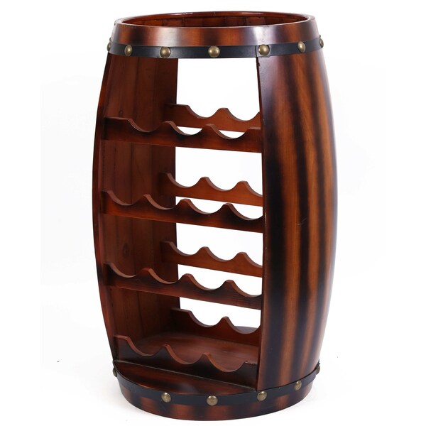 Vintiquewise Wooden Barrel Shaped 14 Bottle Wine Rack - QI003283