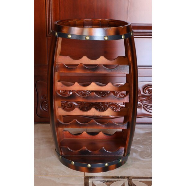 Vintiquewise Wooden Barrel Shaped 14 Bottle Wine Rack - QI003283