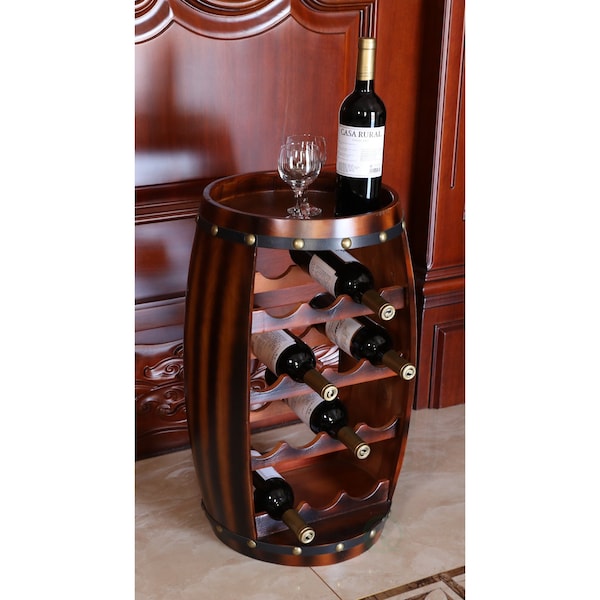 Vintiquewise Wooden Barrel Shaped 14 Bottle Wine Rack - QI003283
