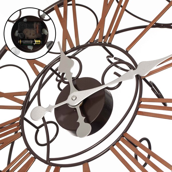 Vintiquewise Wall-Mounted Clock Design Wine Holder with Stemware Rack - Unique Shelf for Champagne, White & - QI004686